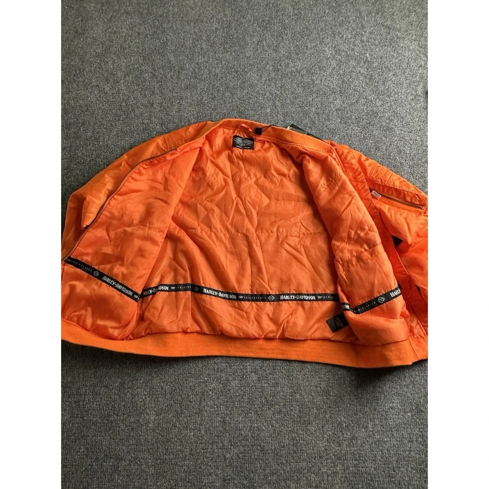 Womens 2023 Harley-Davidson 120th Anniversary Bomber Jacket Orange NWT, Size XL